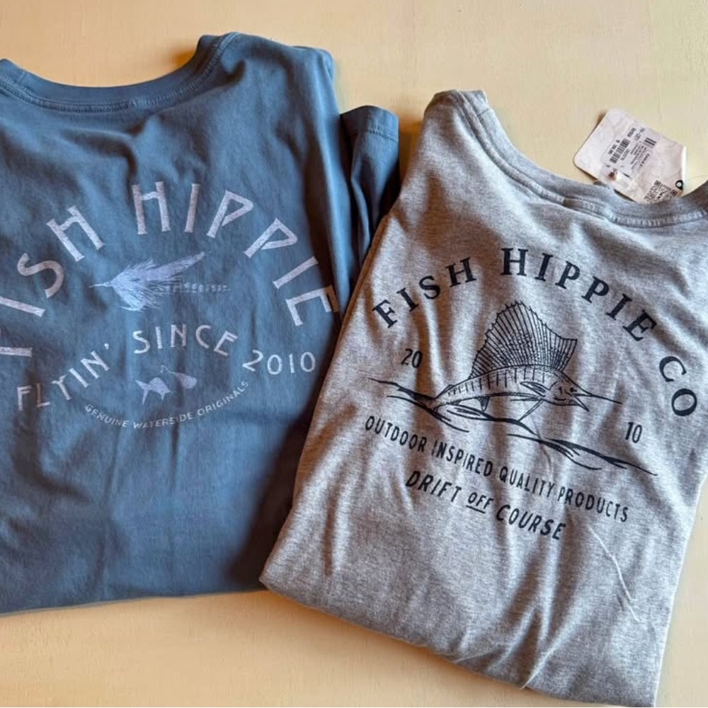 Fish Hippie Co Tees - Blue and Gray